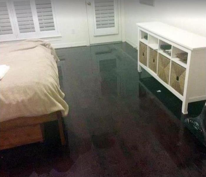 standing water on hardwood bedroom floor