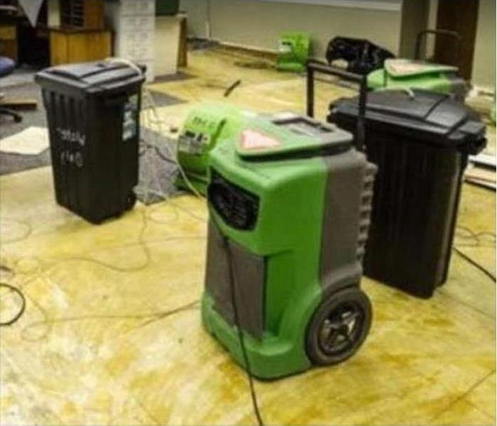  SERVPRO drying equipment in water damaged building
